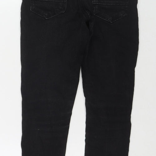 George Girls Black Cotton Skinny Jeans Size 7-8 Years L21 in Regular Zip