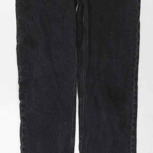 H&M Womens Black Cotton Straight Jeans Size 8 L31 in Regular Zip