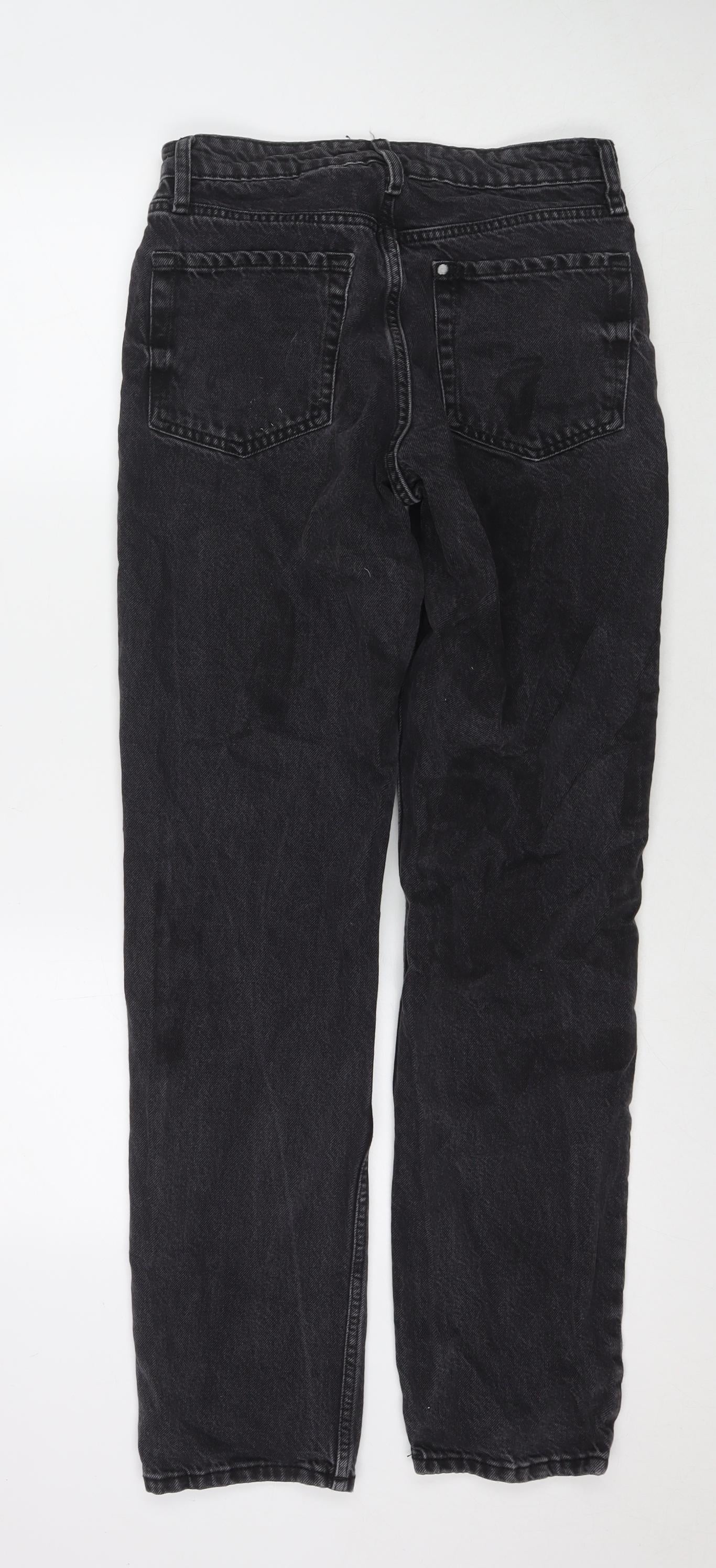 H&M Womens Black Cotton Straight Jeans Size 8 L31 in Regular Zip