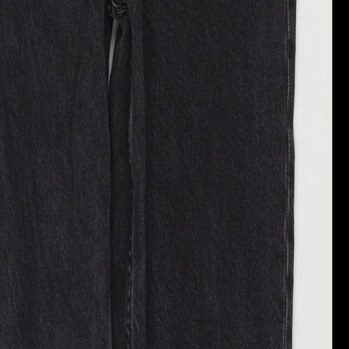 H&M Womens Black Cotton Straight Jeans Size 8 L31 in Regular Zip