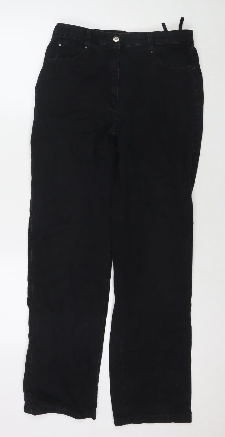 Zaffiri Womens Black Cotton Straight Jeans Size 14 L28 in Regular Zip