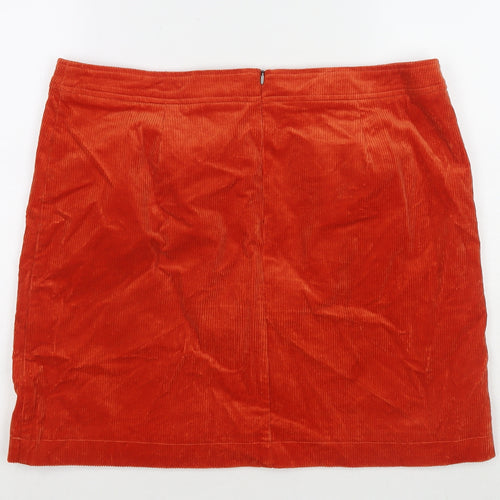 White Stuff Womens Orange Cotton A-Line Skirt Size 16 Zip