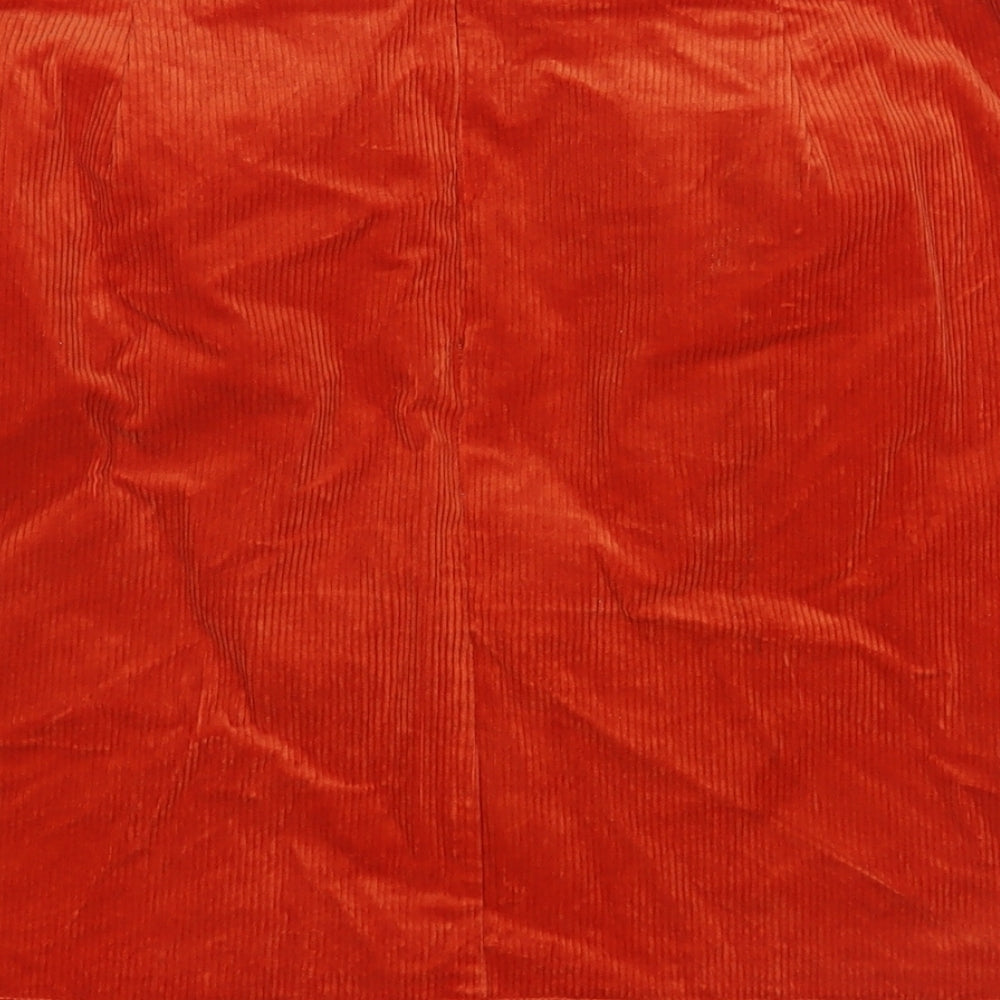 White Stuff Womens Orange Cotton A-Line Skirt Size 16 Zip