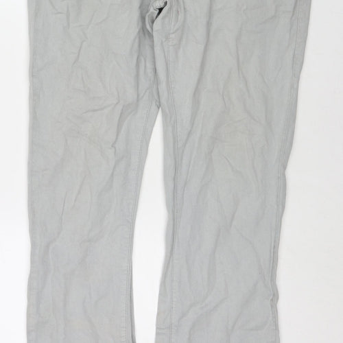 Zara Mens Grey Cotton Bootcut Jeans Size 34 in L32 in Regular Zip
