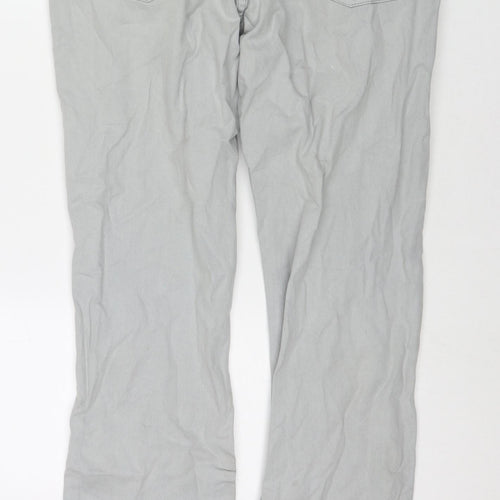 Zara Mens Grey Cotton Bootcut Jeans Size 34 in L32 in Regular Zip