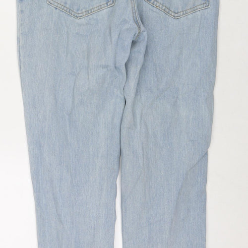 PRETTYLITTLETHING Womens Blue Cotton Straight Jeans Size 8 L28 in Regular Zip