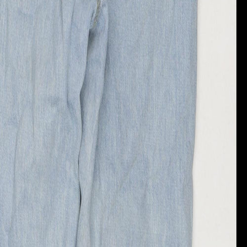 PRETTYLITTLETHING Womens Blue Cotton Straight Jeans Size 8 L28 in Regular Zip