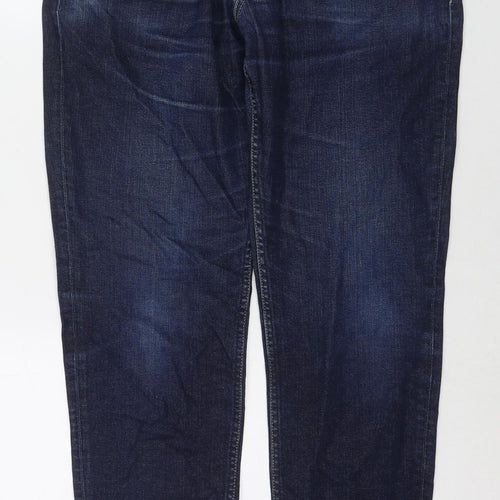 Tapered Womens Blue Cotton Tapered Jeans Size 33 in L32 in Regular Zip