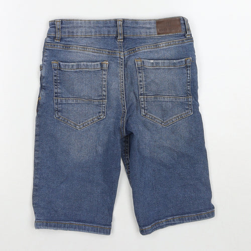 River Island Boys Blue Cotton Bermuda Shorts Size 9-10 Years L10 in Regular Zip
