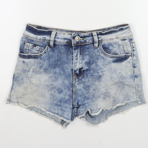 INSIDE Jeans Womens Blue Polyester Blend Hot Pants Shorts Size 10 L3 in Regular Zip