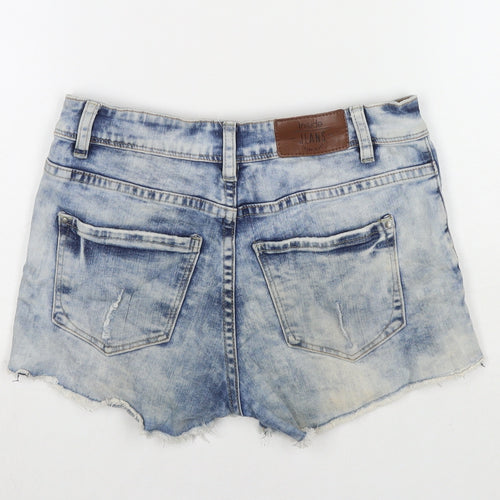 INSIDE Jeans Womens Blue Polyester Blend Hot Pants Shorts Size 10 L3 in Regular Zip