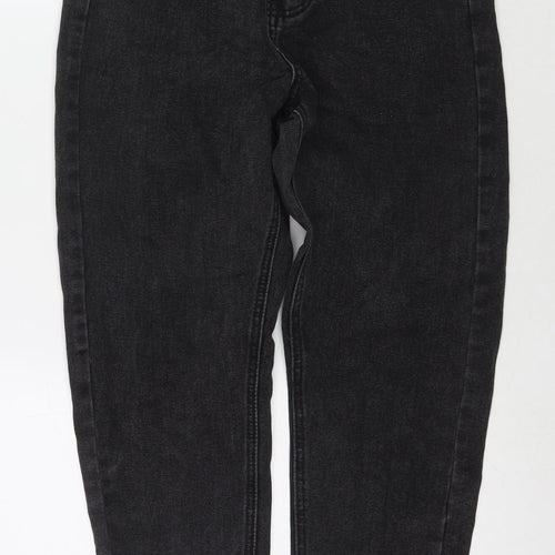 PRETTYLITTLETHING Womens Black Cotton Straight Jeans Size 6 L24 in Regular Zip