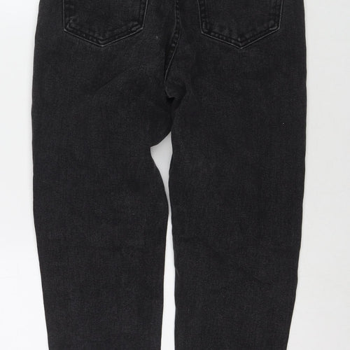 PRETTYLITTLETHING Womens Black Cotton Straight Jeans Size 6 L24 in Regular Zip