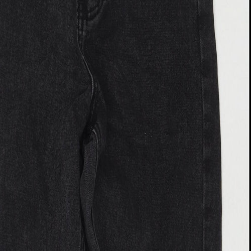 PRETTYLITTLETHING Womens Black Cotton Straight Jeans Size 6 L24 in Regular Zip