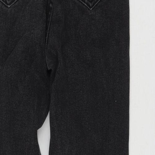 PRETTYLITTLETHING Womens Black Cotton Straight Jeans Size 6 L24 in Regular Zip