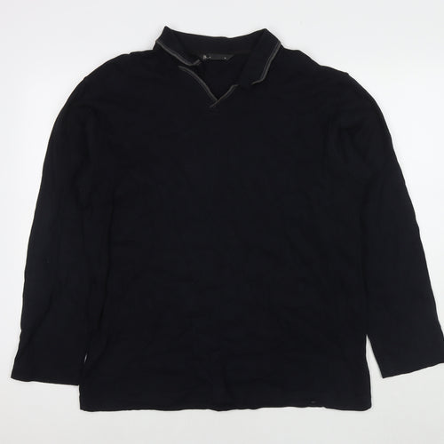 BHS Mens Black Cotton Polo Size M Collared Pullover