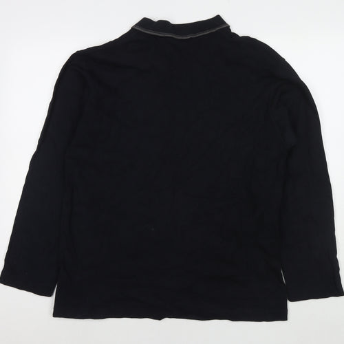BHS Mens Black Cotton Polo Size M Collared Pullover