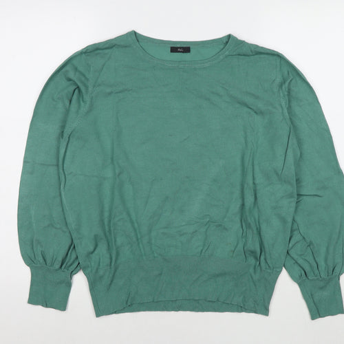M&Co Womens Green Round Neck Viscose Pullover Jumper Size 18