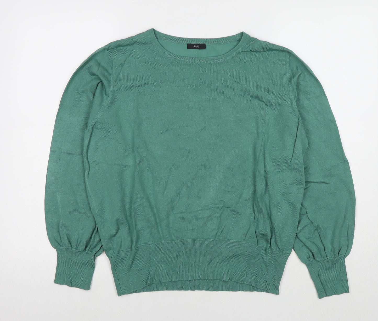 M&Co Womens Green Round Neck Viscose Pullover Jumper Size 18