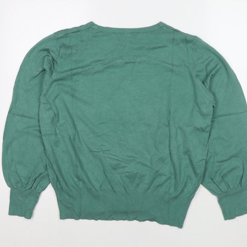 M&Co Womens Green Round Neck Viscose Pullover Jumper Size 18