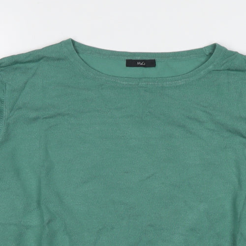 M&Co Womens Green Round Neck Viscose Pullover Jumper Size 18