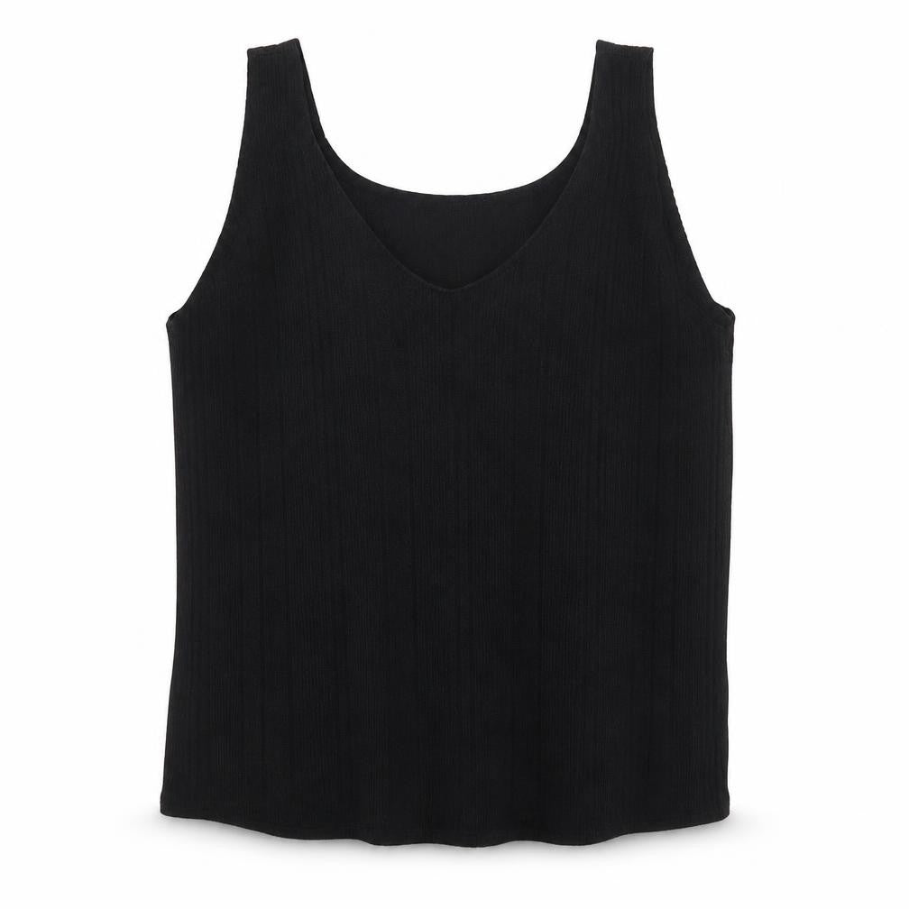 Wasabi+Mint Womens Black Polyester Basic Tank Size L Scoop Neck