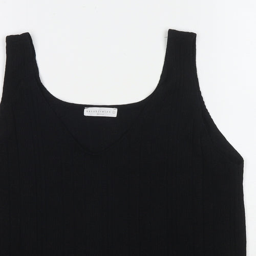 Wasabi+Mint Womens Black Polyester Basic Tank Size L Scoop Neck