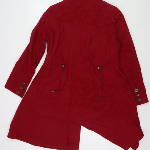 Joe Browns Womens Red Paisley Overcoat Coat Size 16 Button