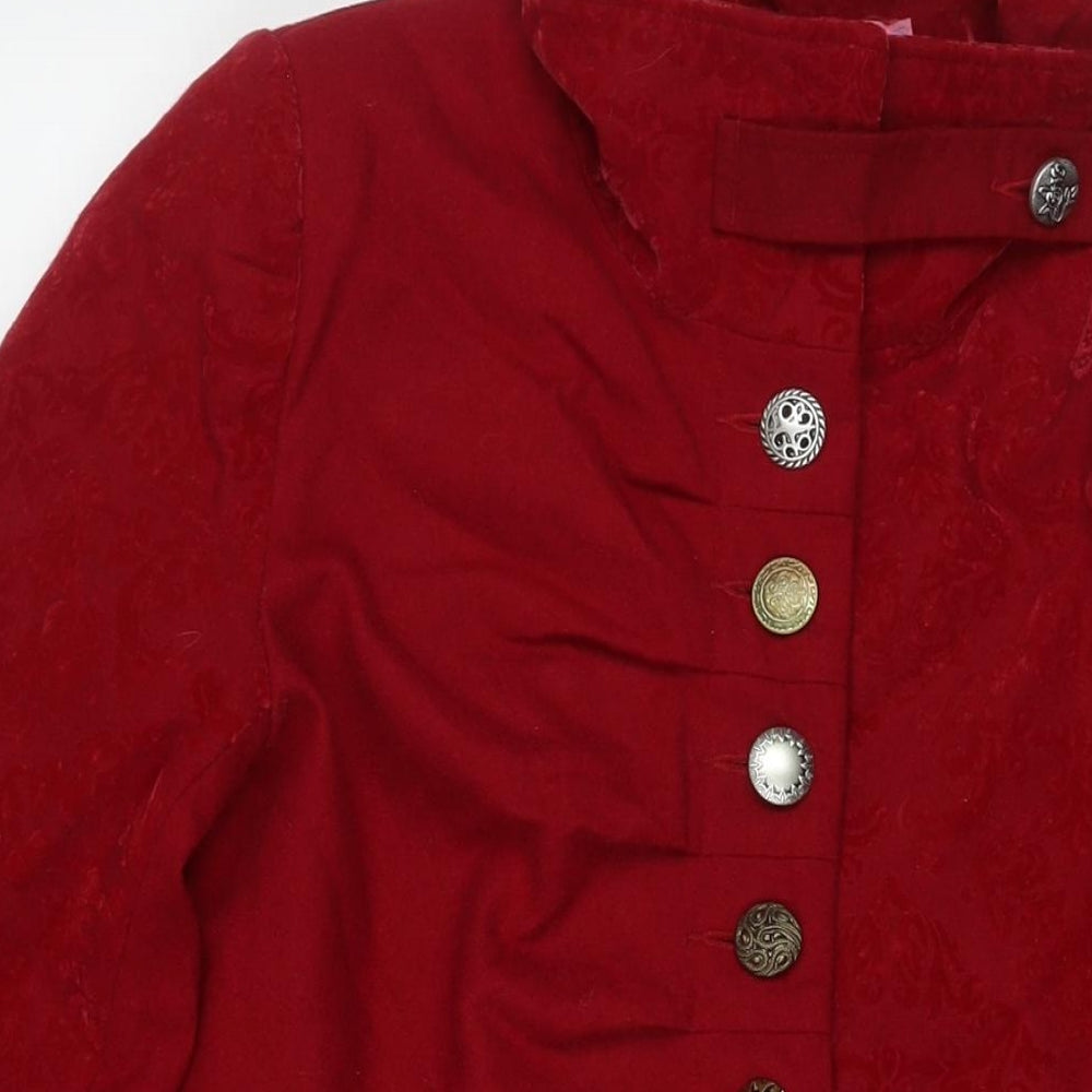 Joe Browns Womens Red Paisley Overcoat Coat Size 16 Button