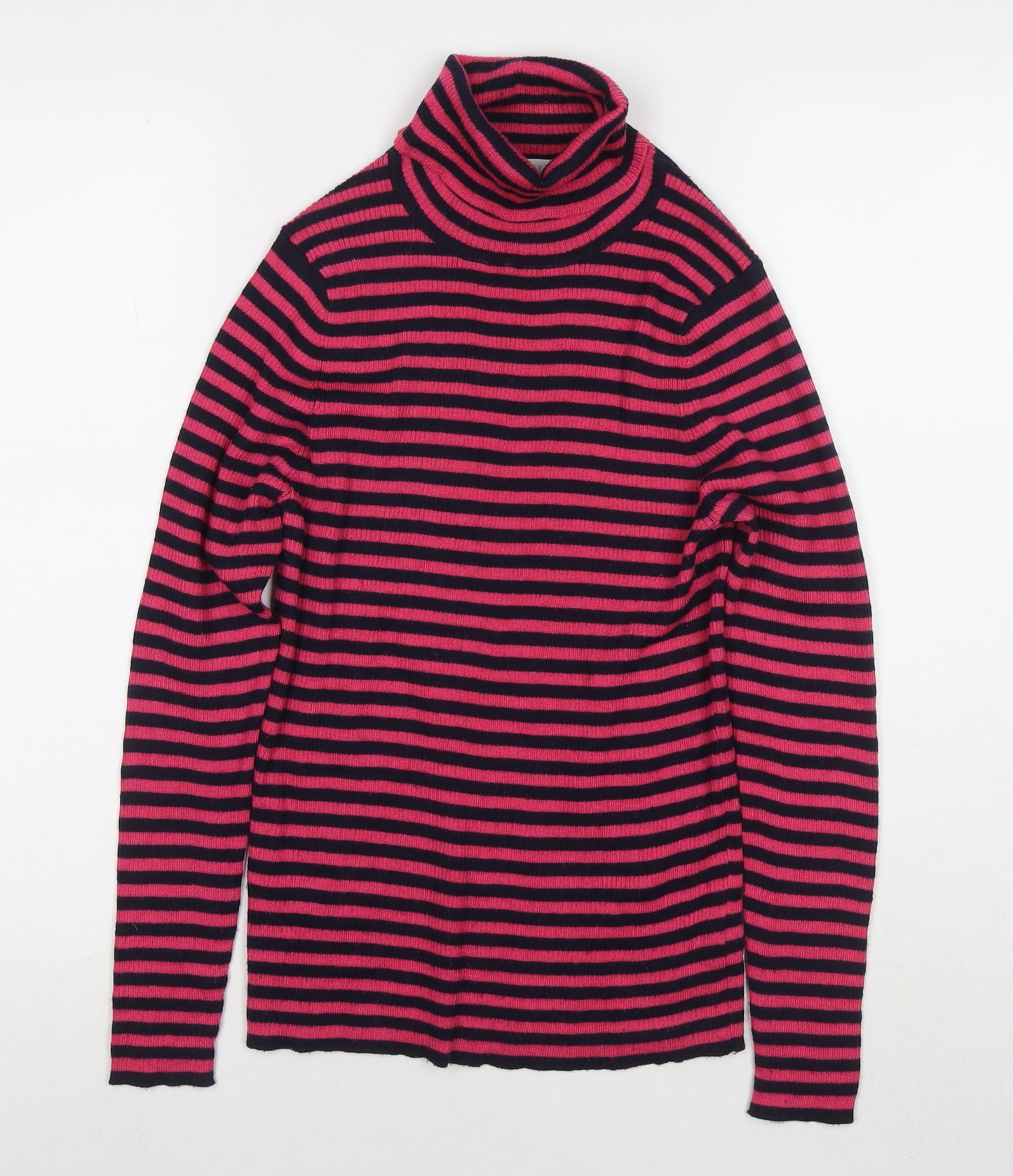 Part2 Womens Pink Roll Neck Striped Polyester Pullover Jumper Size L