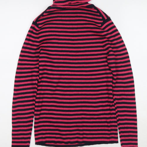 Part2 Womens Pink Roll Neck Striped Polyester Pullover Jumper Size L