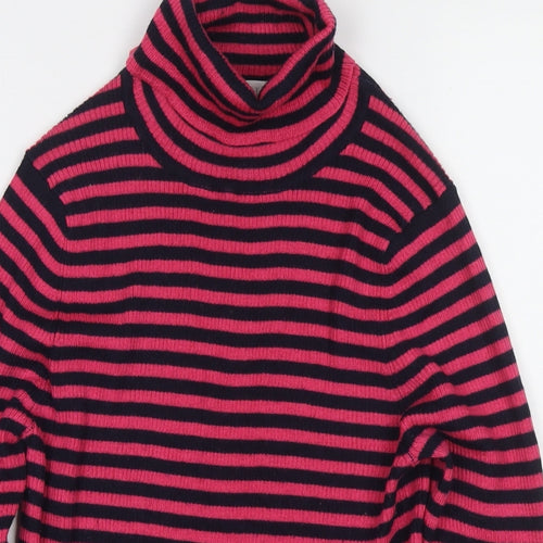 Part2 Womens Pink Roll Neck Striped Polyester Pullover Jumper Size L