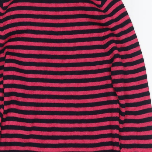 Part2 Womens Pink Roll Neck Striped Polyester Pullover Jumper Size L