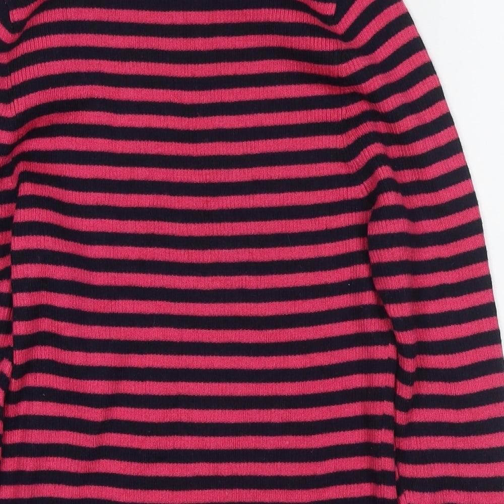 Part2 Womens Pink Roll Neck Striped Polyester Pullover Jumper Size L