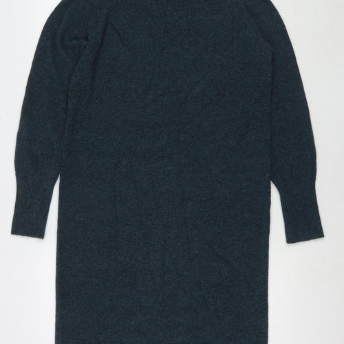 Celtic&Co Womens Blue Polyester Jumper Dress Size S Roll Neck Pullover