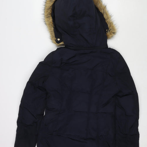 Hallhuber Womens Blue Puffer Jacket Jacket Size 6 Zip