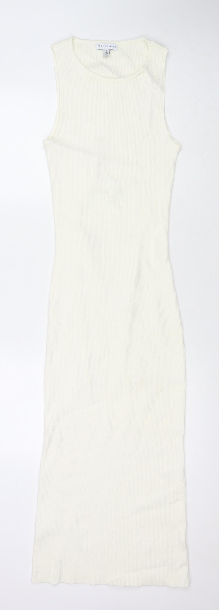 Pretty Lavish Womens White Polyester Maxi Size S Round Neck Pullover
