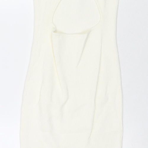 Pretty Lavish Womens White Polyester Maxi Size S Round Neck Pullover