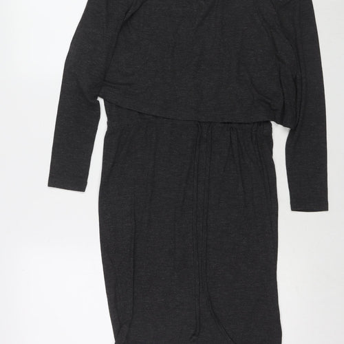 Gray&Willow Womens Grey Polyester T-Shirt Dress Size 8 Round Neck Pullover