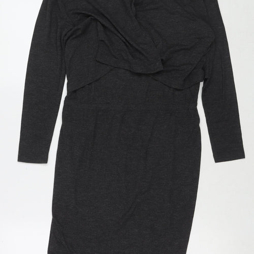 Gray&Willow Womens Grey Polyester T-Shirt Dress Size 8 Round Neck Pullover