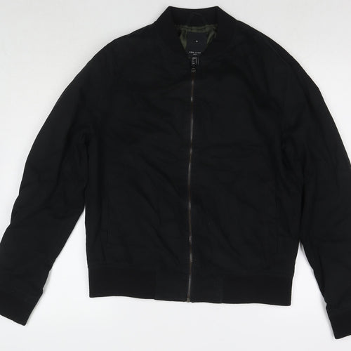 New Look Mens Black Bomber Jacket Jacket Size M Zip