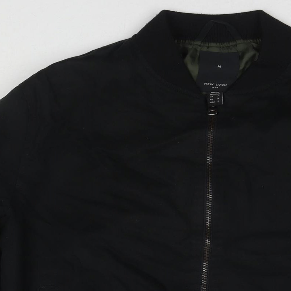 New Look Mens Black Bomber Jacket Jacket Size M Zip