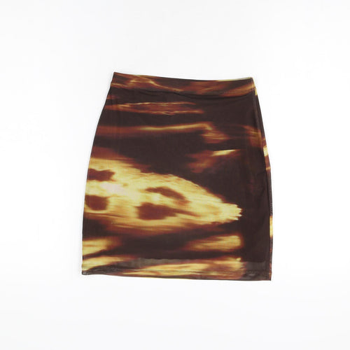 Motel Rocks Womens Brown Geometric Polyester Mini Skirt Size S