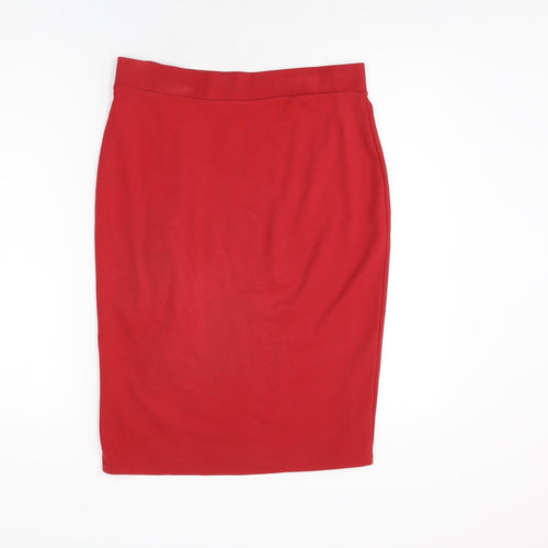 Marks and Spencer Womens Red Viscose Straight & Pencil Skirt Size 12