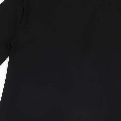 PRETTYLITTLETHING Womens Black Polyester Shift Size 4 V-Neck Button
