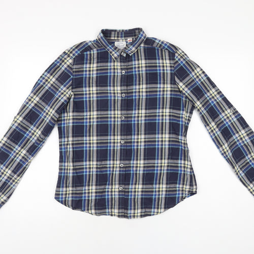 Uniqlo Womens Blue Plaid Cotton Basic Button-Up Size M Collared