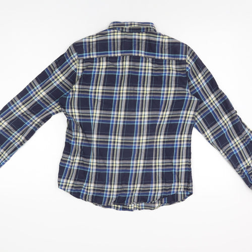 Uniqlo Womens Blue Plaid Cotton Basic Button-Up Size M Collared