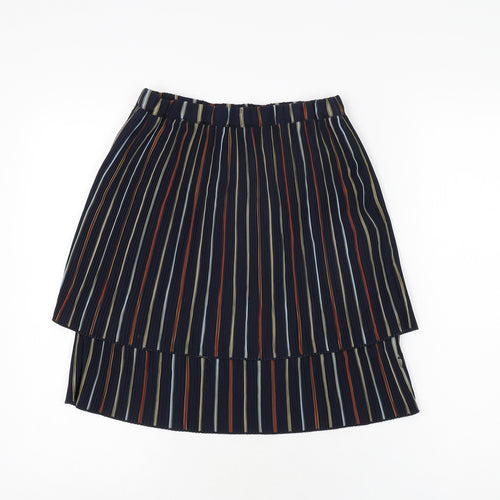 Coster Womens Blue Striped Polyester Mini Skirt Size 8