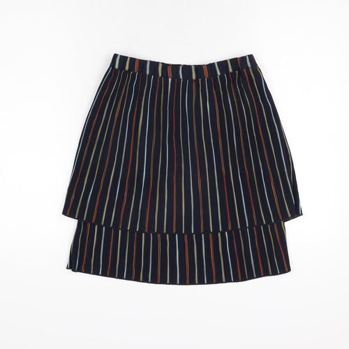Coster Womens Blue Striped Polyester Mini Skirt Size 8