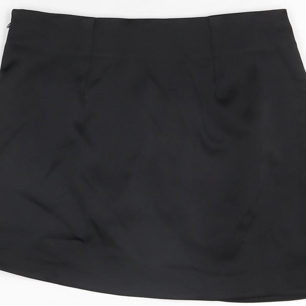 Bershka Womens Black Polyester Mini Skirt Size XS Zip